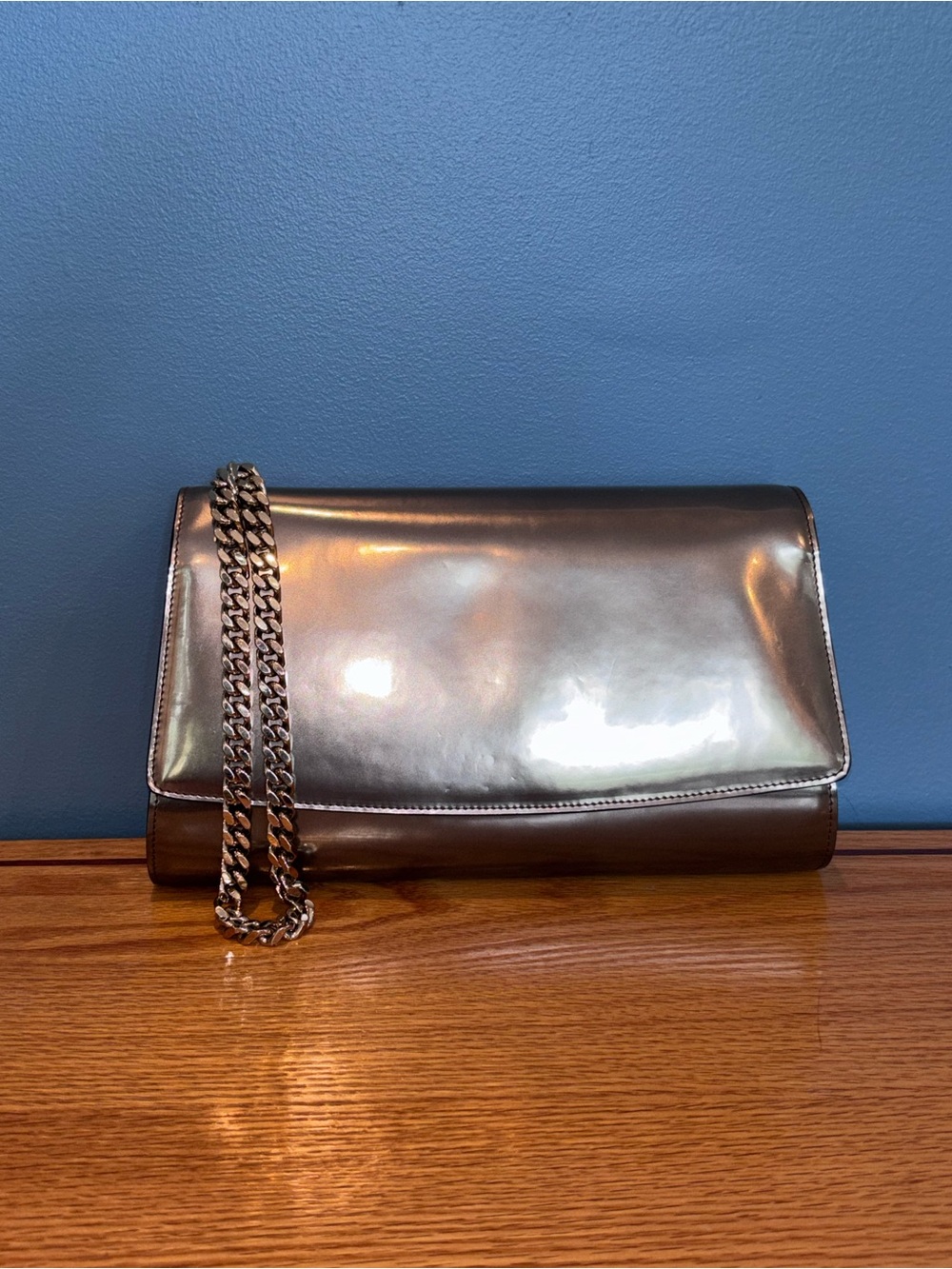 Sergio Rossi Soft Cameleon Champagne Metallic Clutch (2015 collection)